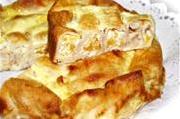 Блинный пирог "По спирали" (с творогом и персиками)