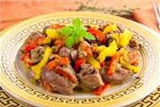 Куриная печень, жаренная с луком и болгарским перцем