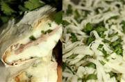 Лаваш с сыром "Сулугуни" (не копченым) и кинзой в духовке